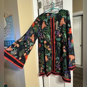 NWT Dark Floral Kimono Style Mini Summer Dress By Celina Moon Sz XL